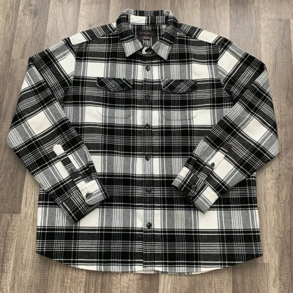 Black Brown Flannel Shirt Men's X Large 1826